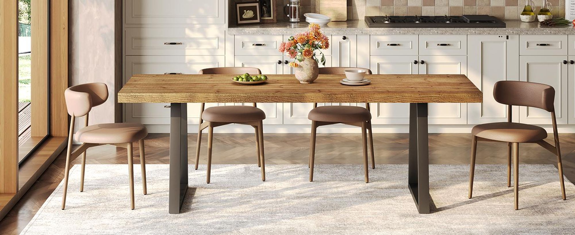 Industrieller Esstisch für 4–6 Personen, 160 cm langer Küchentisch aus Massivholz mit robusten Metallbeinen, ideal für Esszimmer, rustikales Braun