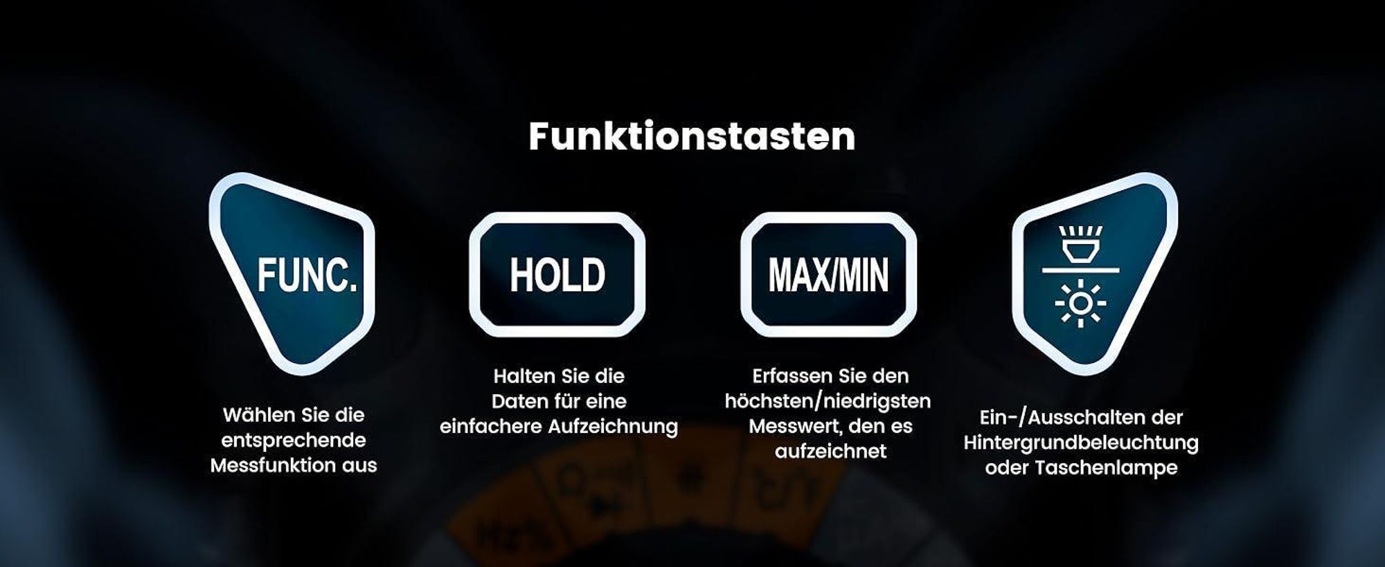 Digital Multimeter mit LED-Buchsen, KAIWEETS HT118E Strommessgerät, True RMS Auto-Range 20000 Zähler, misst Spannung,Kapazität, Temperatur, Widerstand