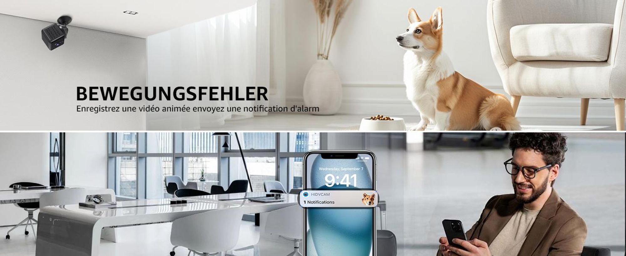 Mini Kamera, 4K HD WLAN Überwachungskamera Innen Für Live Übertragung Handy APP, WiFi Camera Nachtsichtkamera mit Bewegungsmelder, Cloud-Speicherplatz