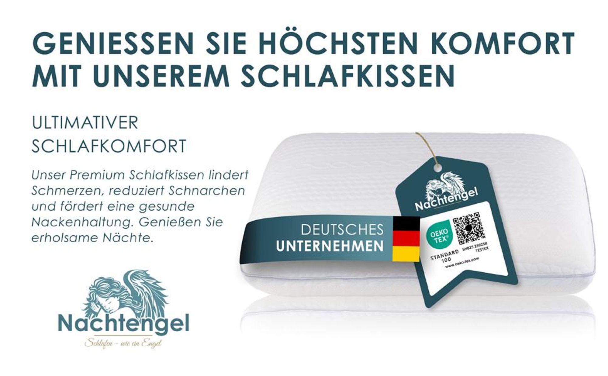 Orthopädisches Memory Foam Kopfkissen 14 cm, Ergonomisches Nackenstützkissen, für alle Schlaftypen Rücken-, Bauch- & Seitenschläferkissen