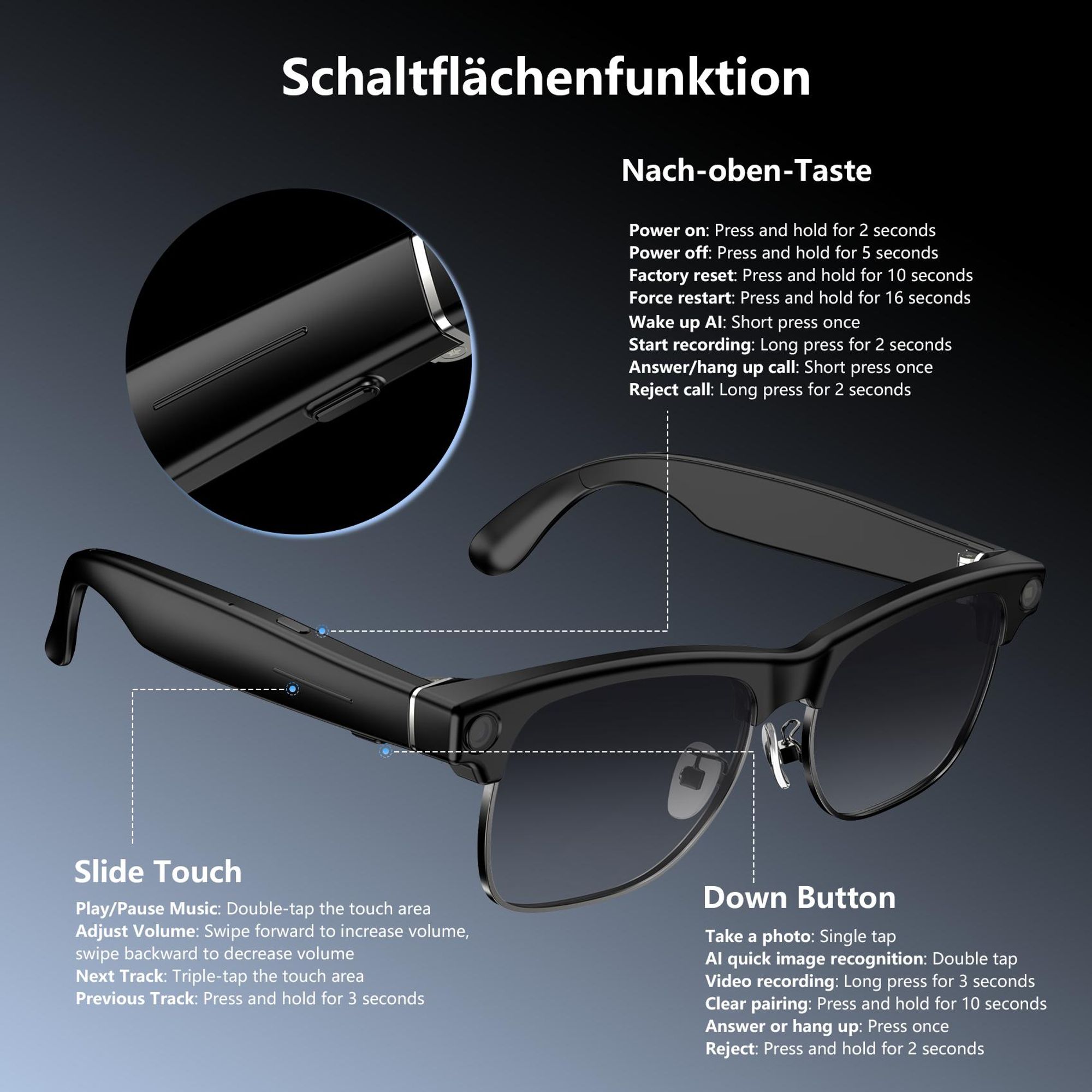 Sonnenbrille 2026 Neue BV200 KI-Kamera-Brille, AI Glasses, BT 6.0, Open-Ear HiFi, Sony IMX219 Sensor, Fotografieren, kommunizieren, übersetzen