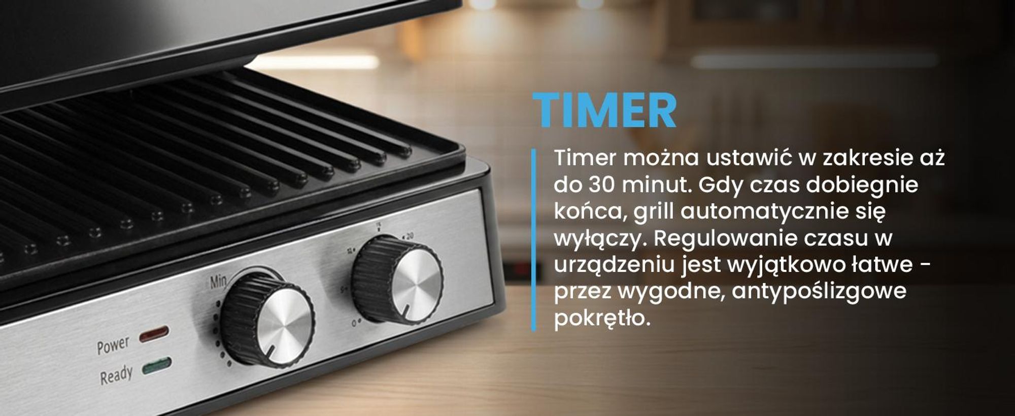 Elektryczny grill kontaktowy z dużą powierzchnią opiekania