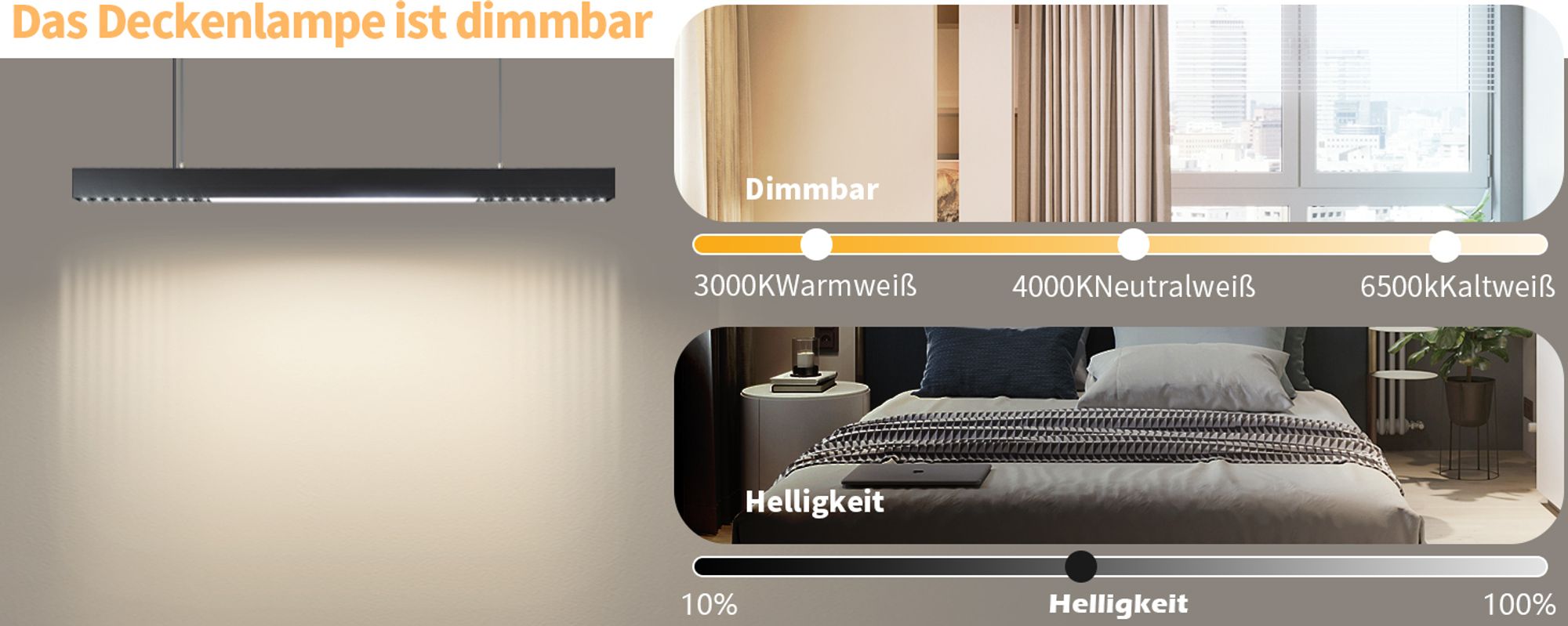 ZMH LED Pendelleuchte Hängelampe Wohnzimmer Modern Esstischlampe Dimmbar mit Fernbedienung Hängeleuchte150CM Höhenverstellbar Esszimmer Schlafzimmer B