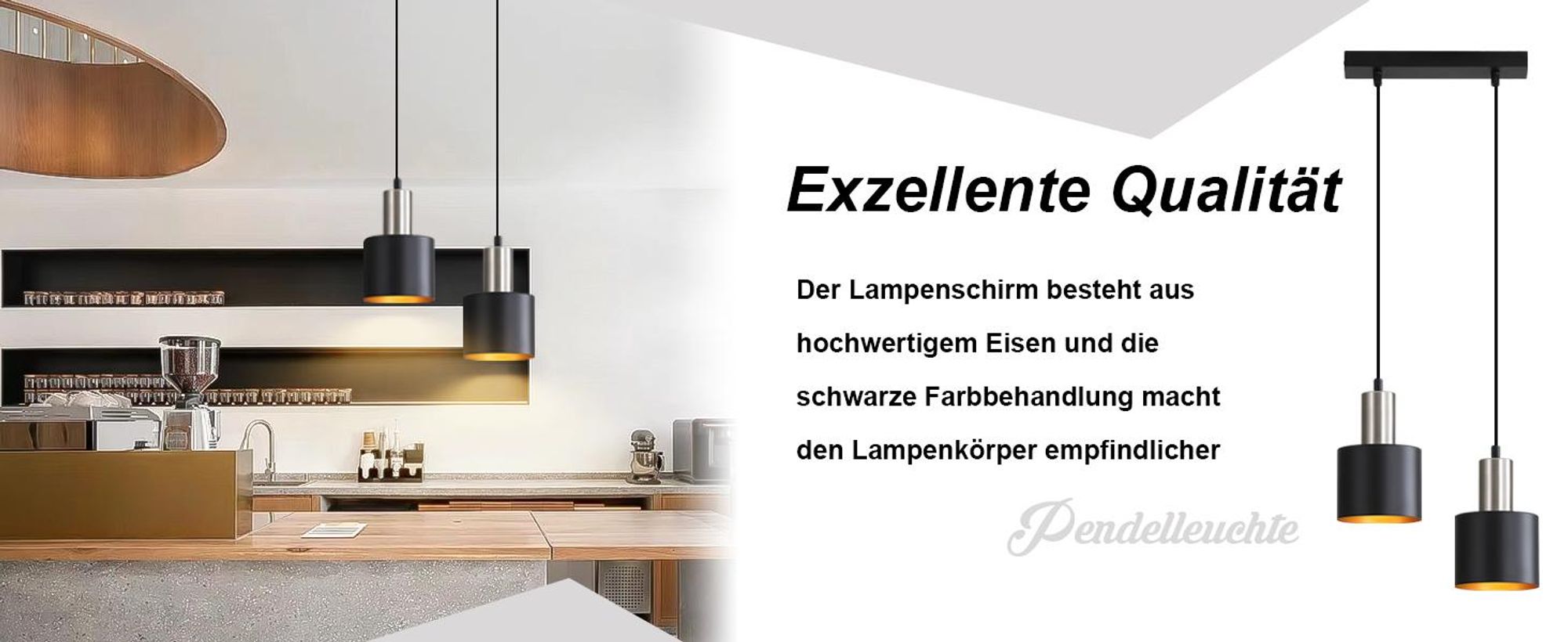 ZMH Lampe suspendue table à manger E27 Lampe de cuisine suspendue 2 flammes Lampe de salle à manger noire or Lampe à suspendre cuisine îlot Sans ampoules