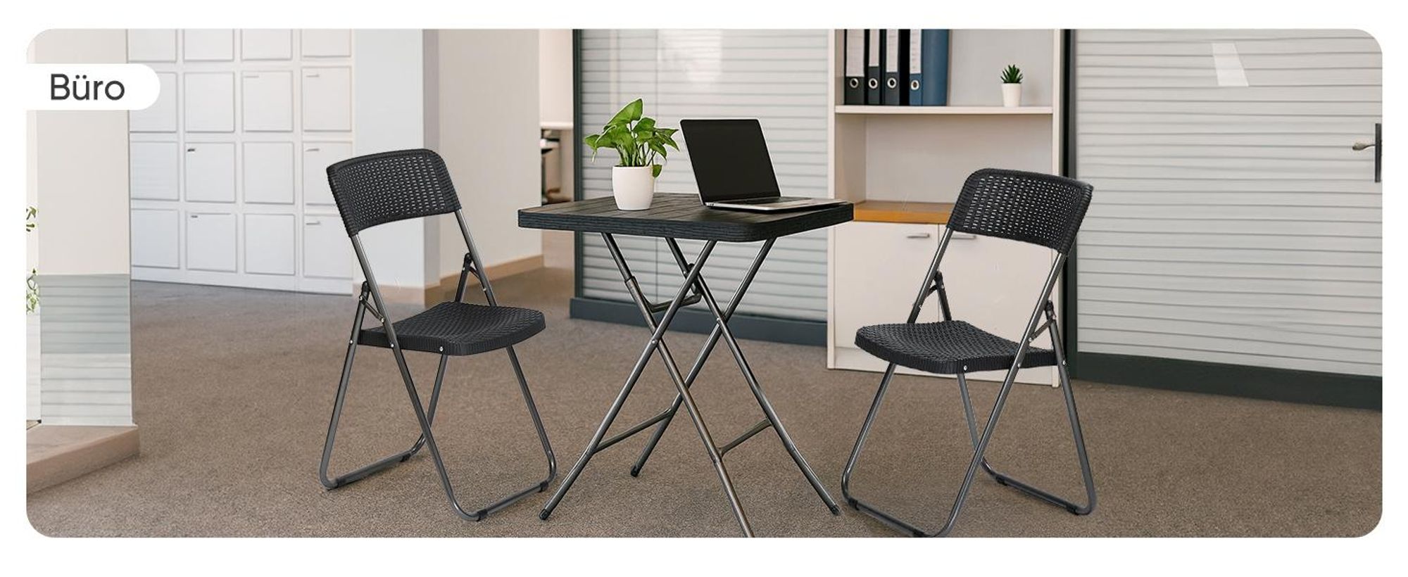Sekey Poly-Rattan Bistro-Set 3 set Balkonset Klappmöbel Klappstuhl Schwarz