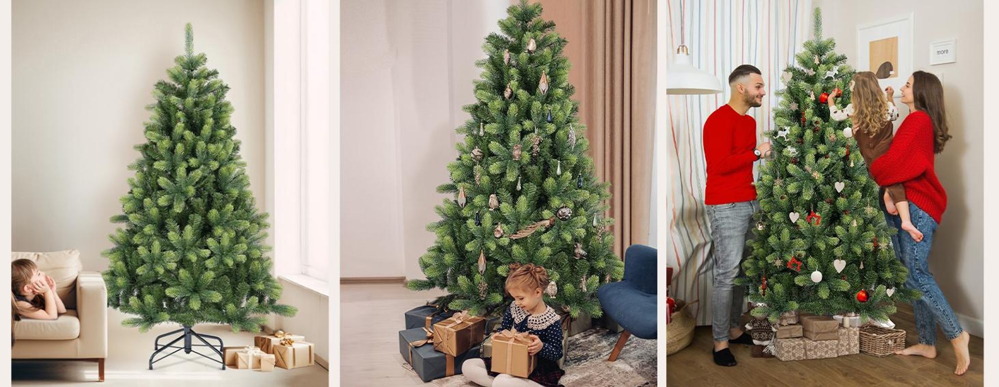 Salcar 180 cm künstlicher Weihnachtsbaum Spitzgruss Tannenbaum mit 855 Spitzen, PE/PVC Nadeln und grünen realistischen Zweigen