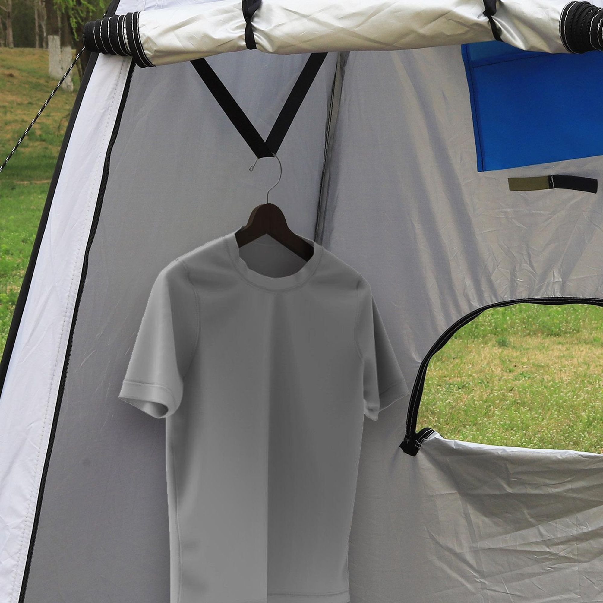 CLIPOP Pop up Zelt, Duschzelt mit Tragetasche, Tragbares Umkleidezelt für Outdoor, Camping, 120x120x190 cm, Grau