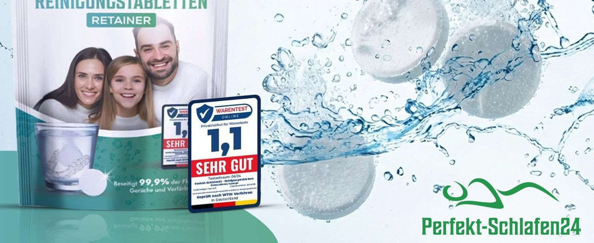 Perfekt-Schlafen24® Retainer Reinigungstabletten - 120x Reinigungstabletten Zahnschiene Reinigung |Fleckenfrei Zahnschutz Und Gebissreiniger Tabs