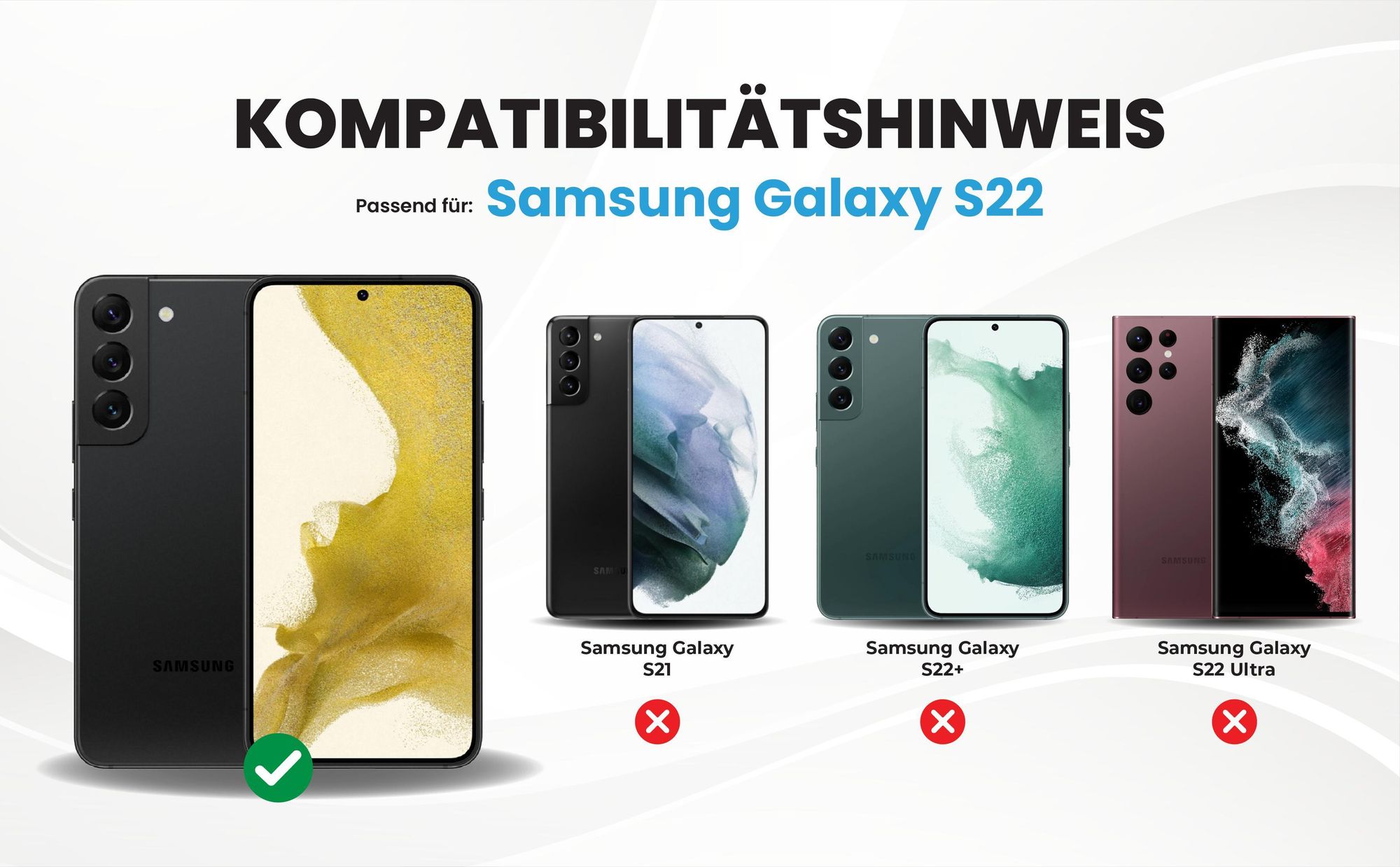 Kompatibilitätshinweise Hülle für Samsung Galaxy S22