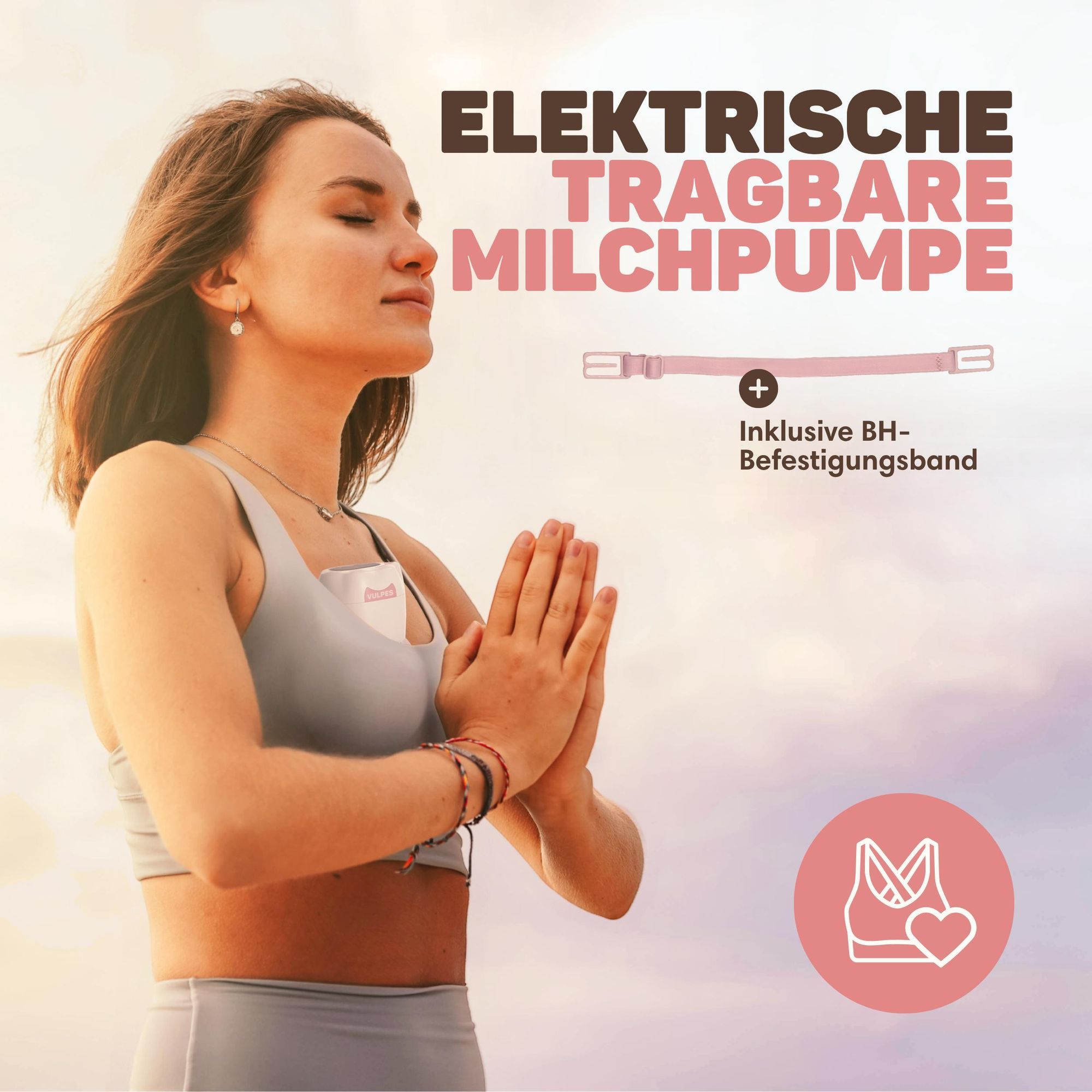 Vulpes Goods®Pro Elektrische Milchpumpe|Freihändige Pumpe mit abwechselnder Massage&Abpumpen für Komfort|Wiederaufladbare Milchpumpe mit1500mAhAkku