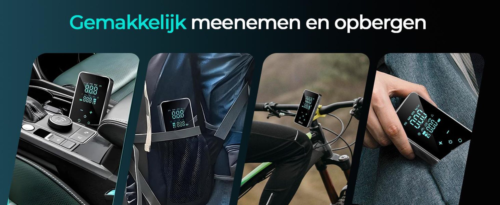 Olvy Luchtdrukpomp, Mini-bandenpomp, 7000mAh, Elektrische compressor, fietspomp, elektrische luchtpomp, mini-compressor, geschikt voor auto, fiets, ballen, en ook als powerbank