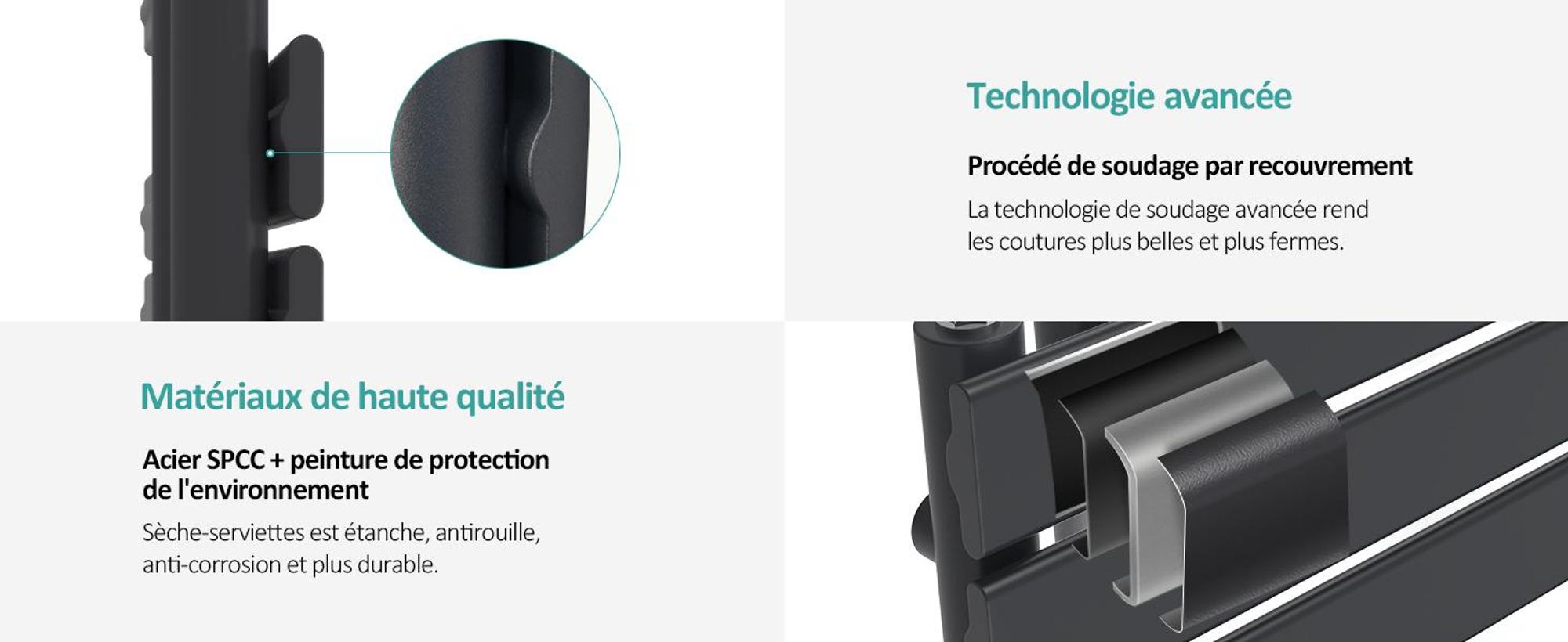 EMKE Sèche-serviettes Électrique Asymétrie Radiateur de salle de bain avec thermostat programmable Chauffe-serviettes 762 x 600mm Anthracite Porte-serviettes Radiateur avec thermoplongeur 400W