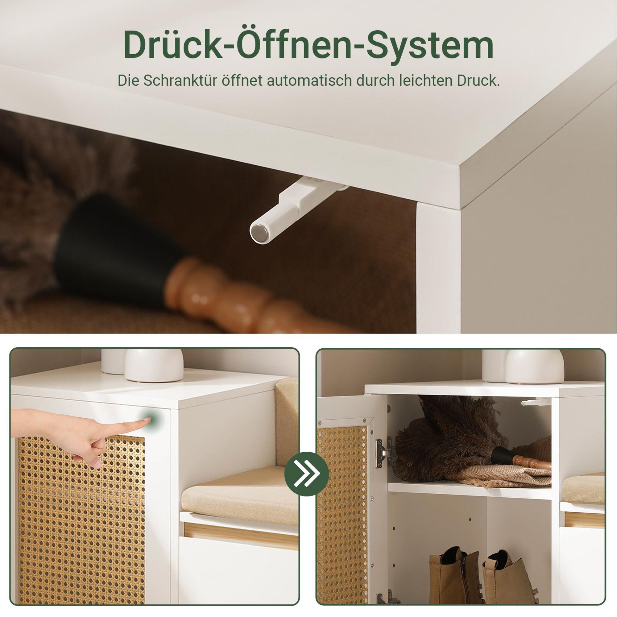 SoBuy Schuhbank mit Stauraum, Sitzbank für Flur mit Schuhregal und Gitteroptik, schmale Dielenbank für Eingang & Garderobe, Weiß-Natur FSR128-W