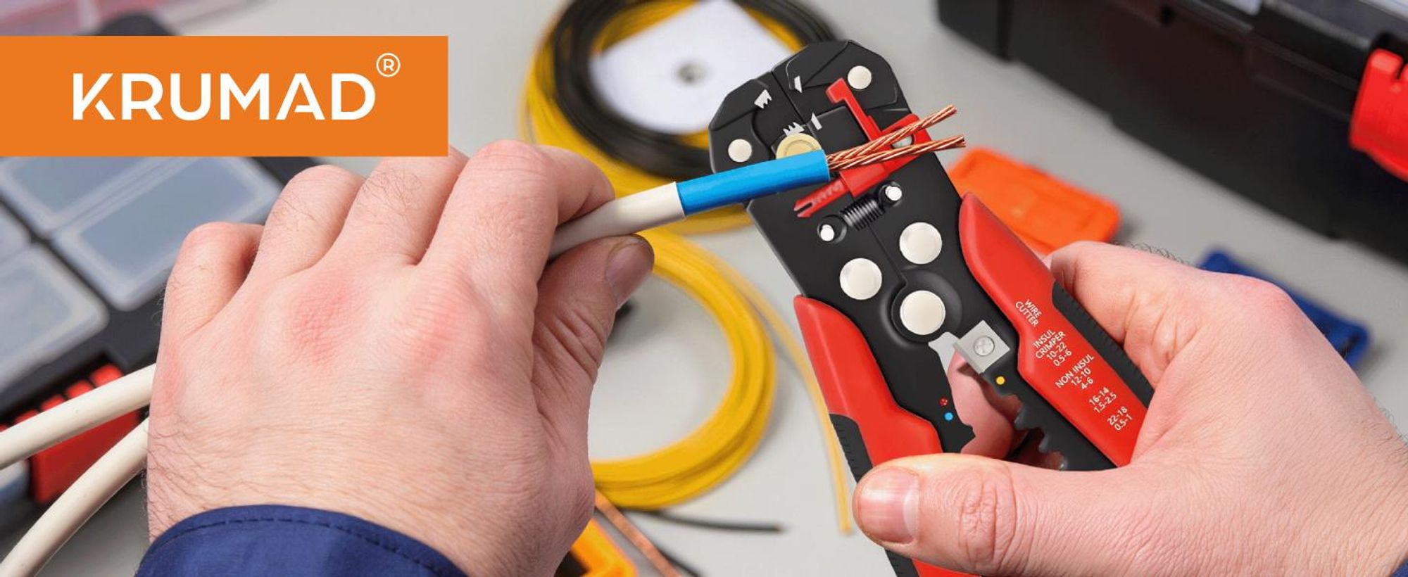 KRUMAD Automatische Abisolierzange Set, Abisolierwerkzeug mit Crimpzange & Kabelschneider, Elektriker Werkzeug für Elektroinstallation
