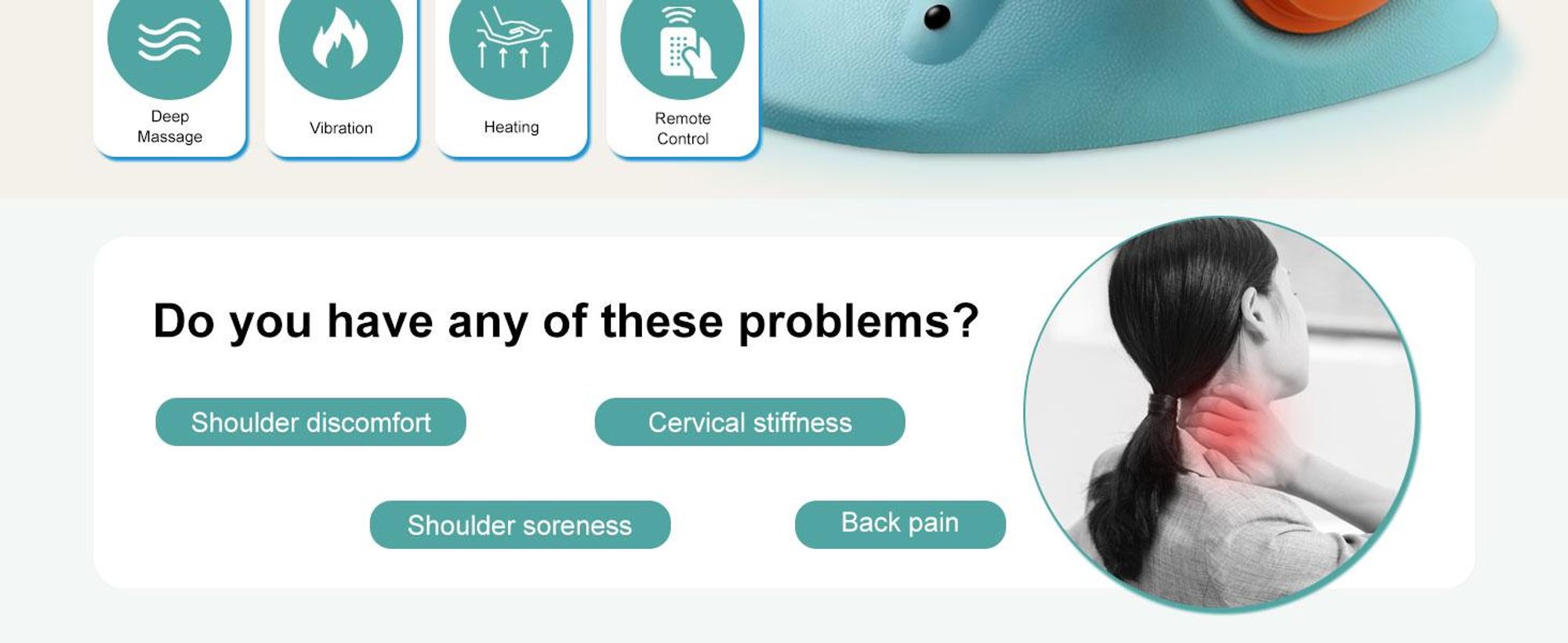 Nackenmassagegerät, Nackenstrecker,EMS,Neck Pain Relief, Nackenstütze zur Nackenentspannung,Tragbar,Blau