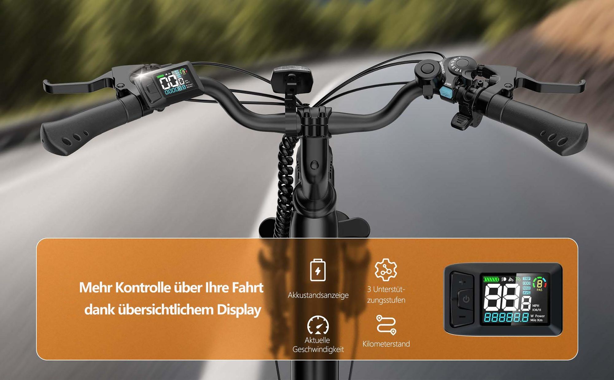 Elektrisches Bike URLIFE E26- 250W Motor 48V10.4Ah Akku 26 Zoll Reifen Scheibenbremsen - Weiß