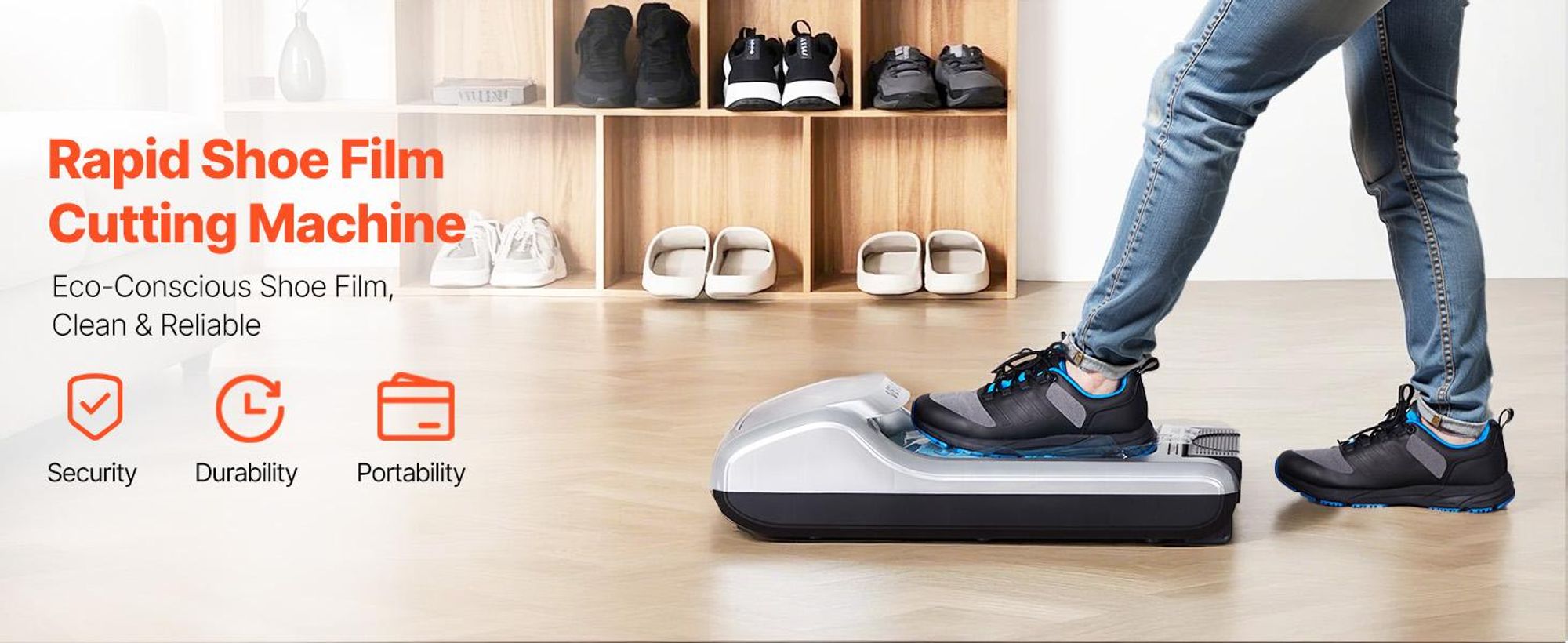VEVOR Schuhüberzieher-Spender für bis zu US 11 / EU 44 mit 100 Einweg-Plastiküberzügen, Sole Membran