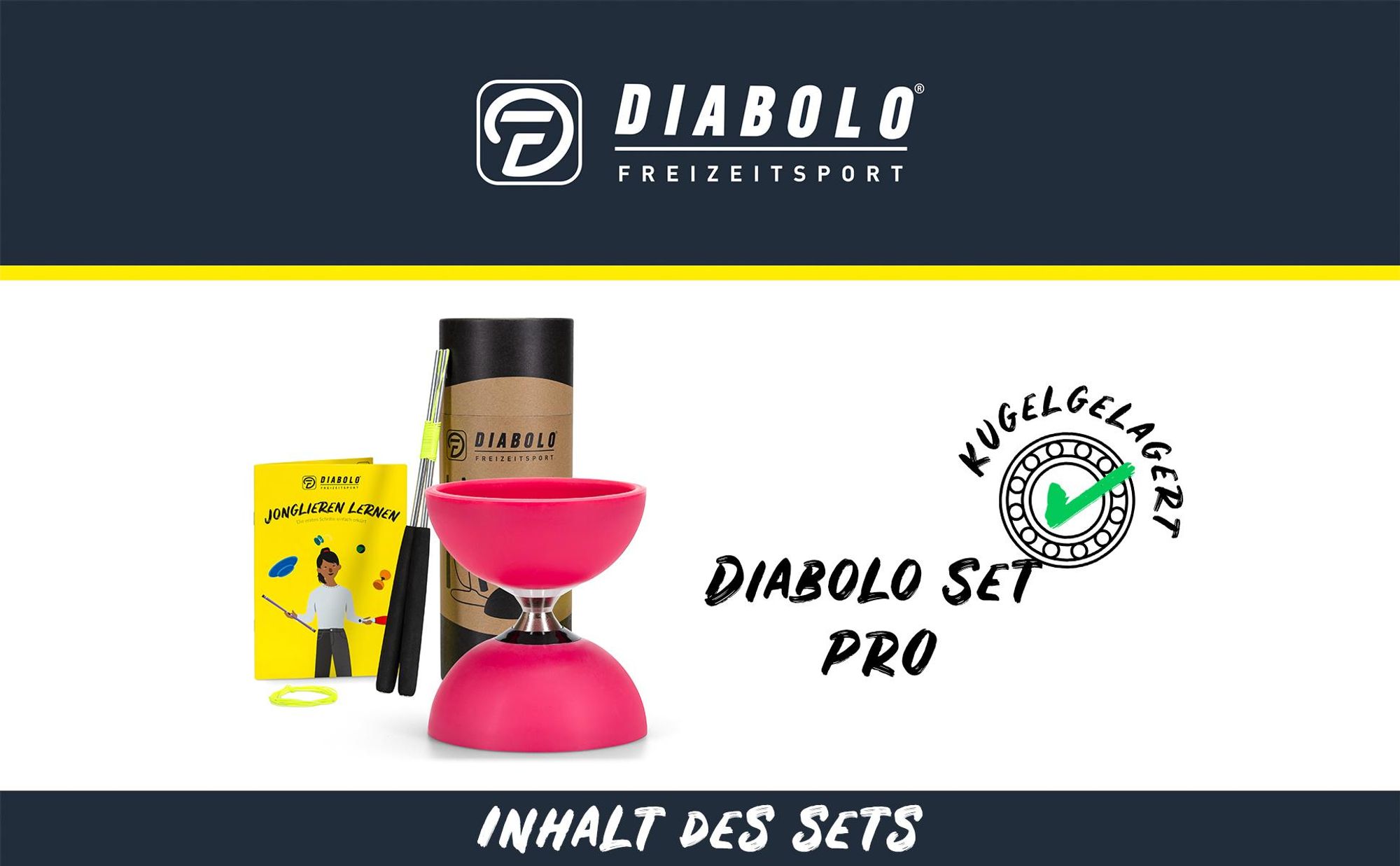 Diabolo Freizeit Diabolo Satz mit Kugellagerachse | Komplettes Starterset mit robuster Konstruktion für Anfänger und Fortgeschrittene | Hochwertige Ge