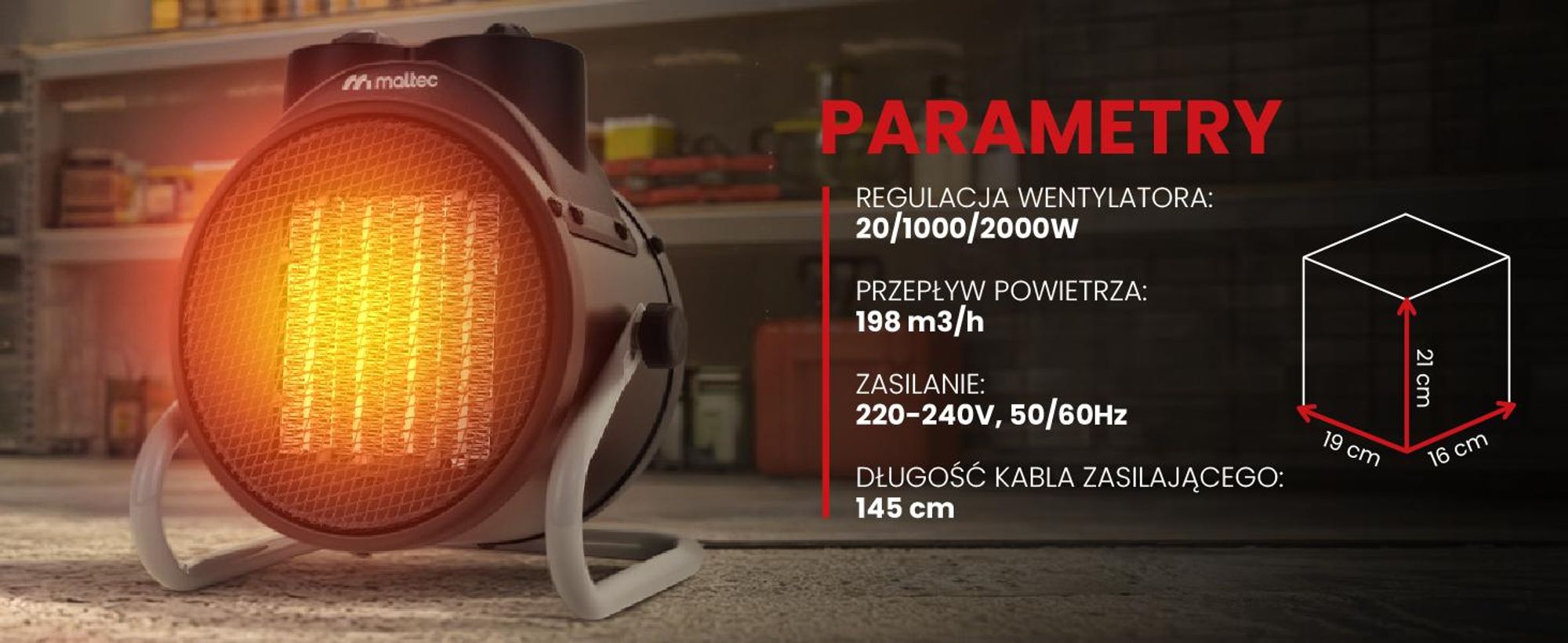 Nagrzewnica elektryczna promiennik z termowentylatorem