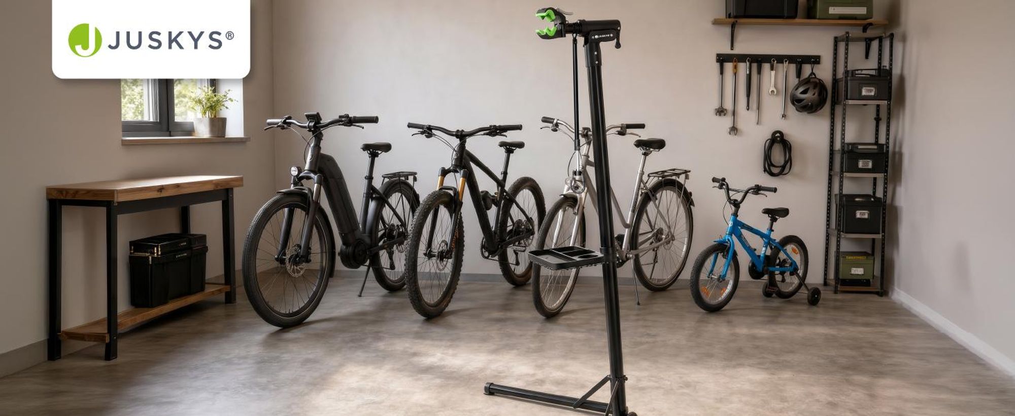 Juskys Klappbarer Fahrrad Reparaturständer - höhenverstellbar, bis 50 kg, lackschonende Gummibeschichtung