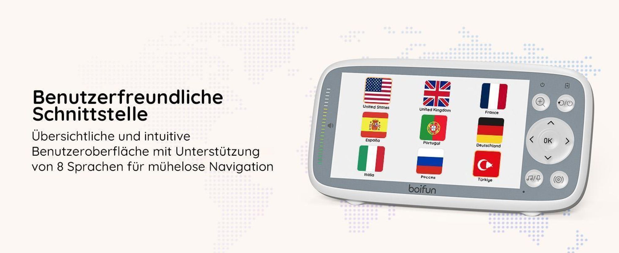 BOIFUN Babyphone HD 4 Zoll mit 2 Kameras ohne WLAN VOX Nachtsicht Babyfon 2-Wege-Gespräch Erweiterbar bis 4 Kameras mit Halterung