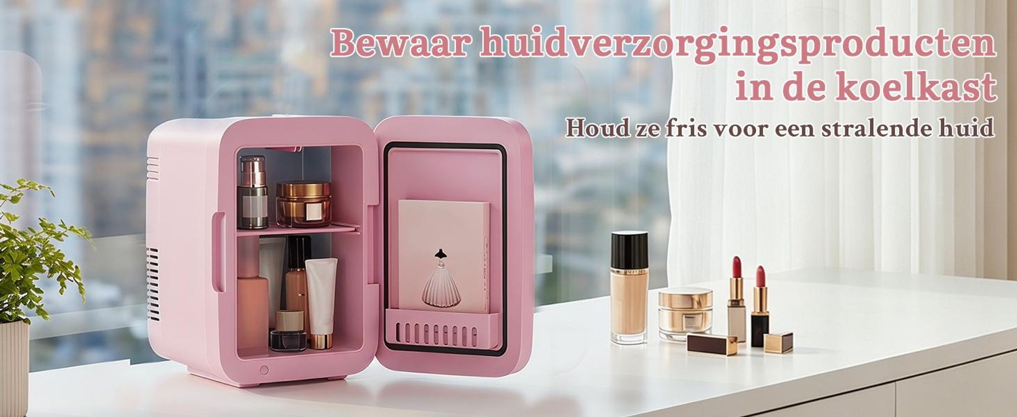 Puluomis Mini-koelkast, 4 liter, met koel- en verwarmingsfunctie, van 5°C tot 60°C, 220-240V/12V, ≤30dB, stille koelbox/warmbox, draagbaar voor cosmetica, dranken, auto