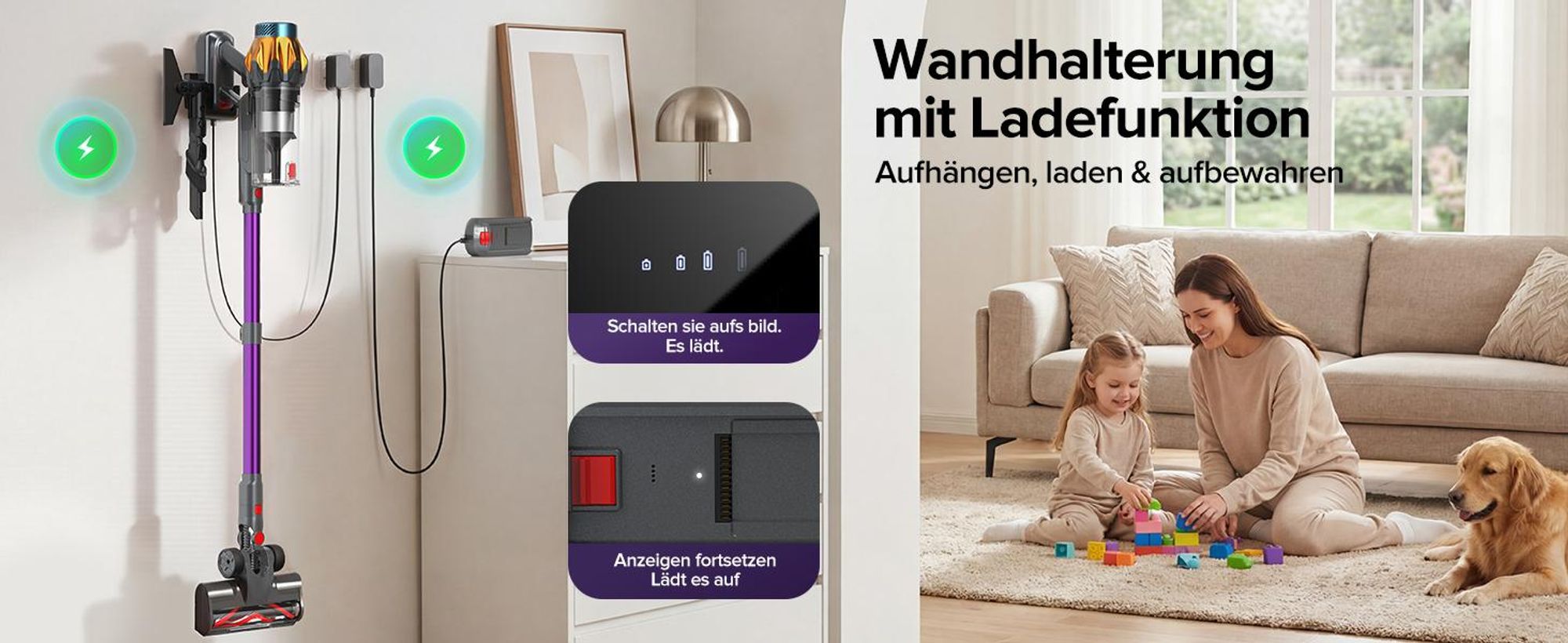 Lubluelu P6 Akku Staubsauger 78kPa Stielstaubsauger Handstaubsauger 50min.Selbststehender 450W Staubsauger Kabellos mit LED Display Anti-Tangle-Bürste