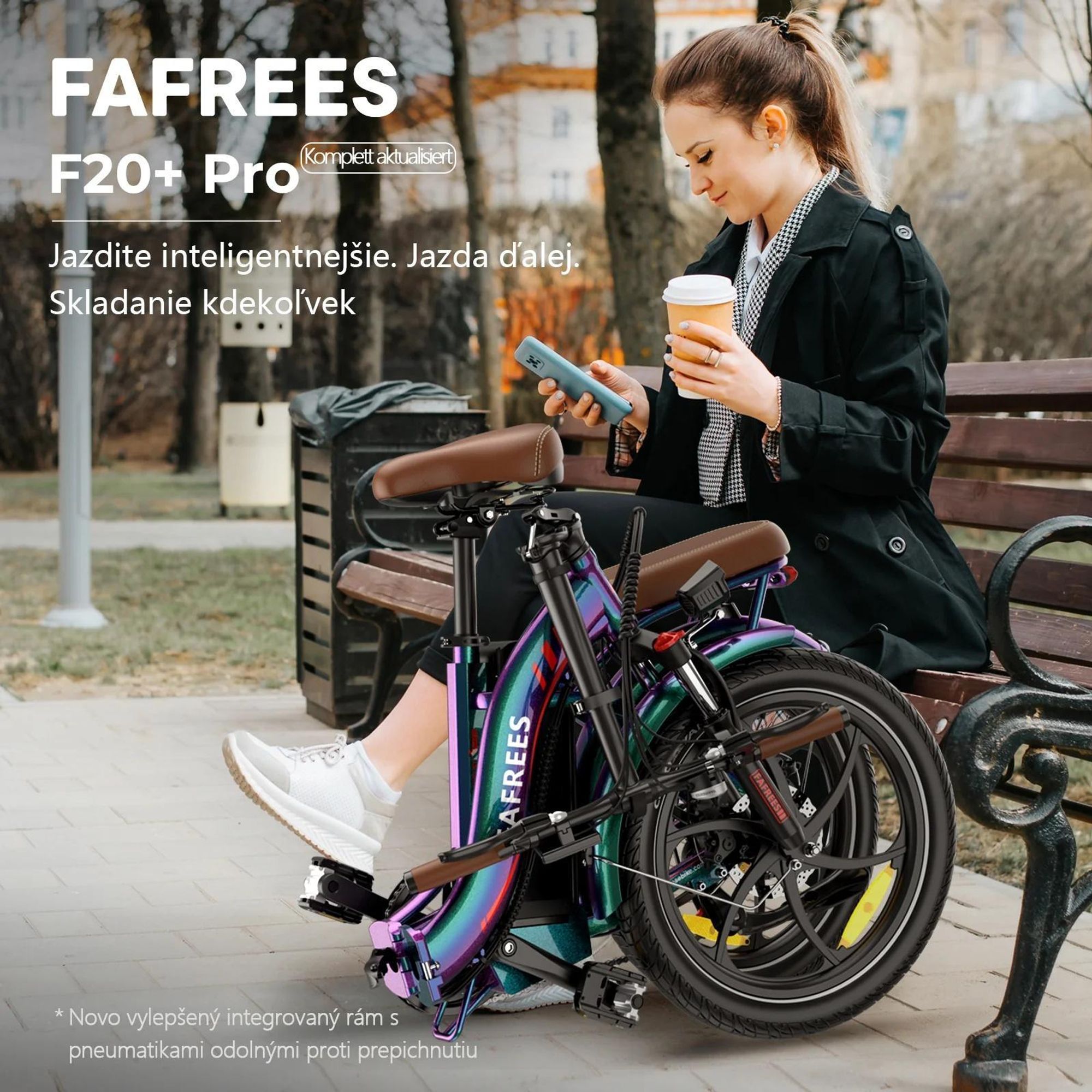 E-bike FAFREES F20+ Pro - Motor 250W Batéria 36V25Ah Pneumatiky 20" Mechanická Kotúčová Brzdy - Oslnivá Modrá