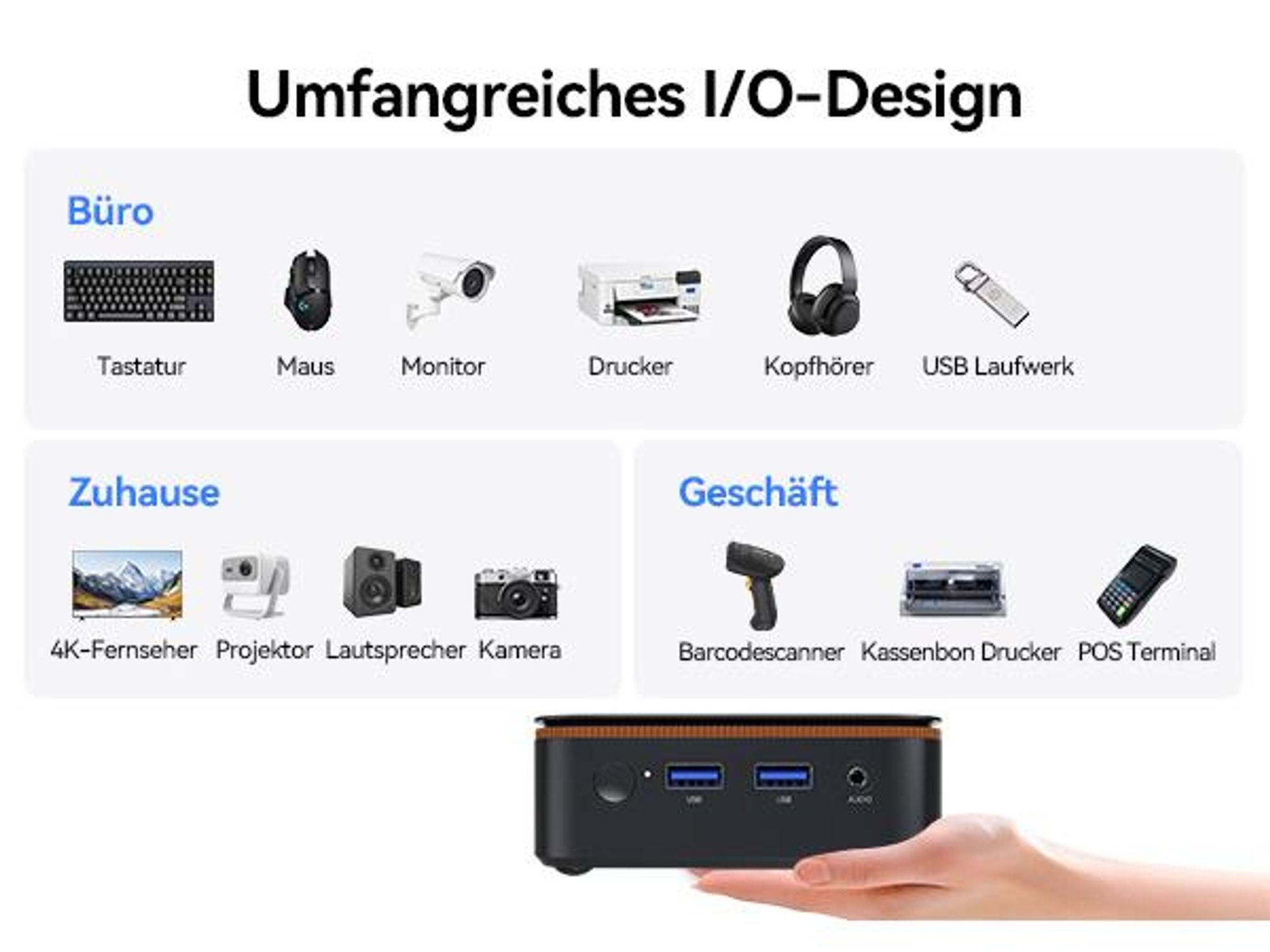 Blackview-Huidun H50 Mini-PC mit AMD Ryzen 3300U, Vega 6 Grafik, 16GB RAM, 512GB SSD, 4K-Ausgabe & ultrakompaktem 0,35L-Design