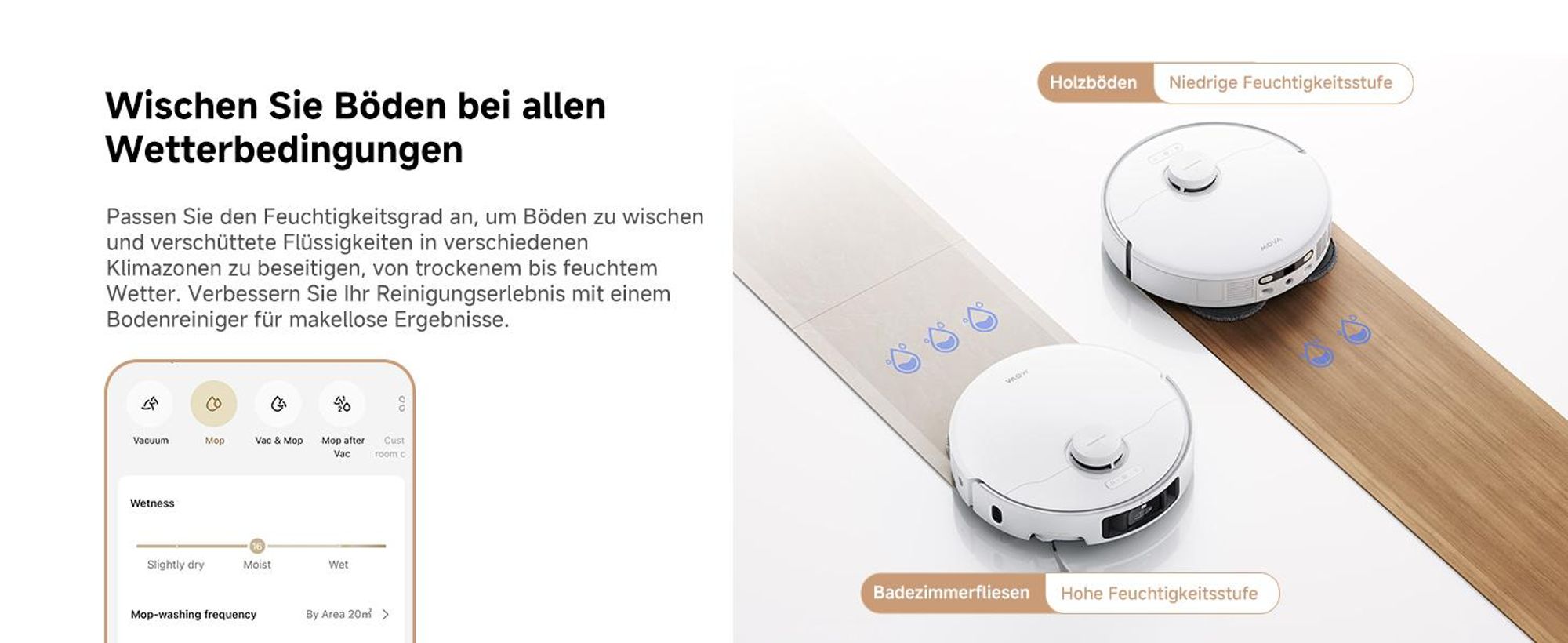 MOVA P50 Pro Ultra Saugroboter 19.000 Pa, Mopp 75 °C, LDS, AI+LED Hindernisvermeidung + Reinigungsflüssigkeit