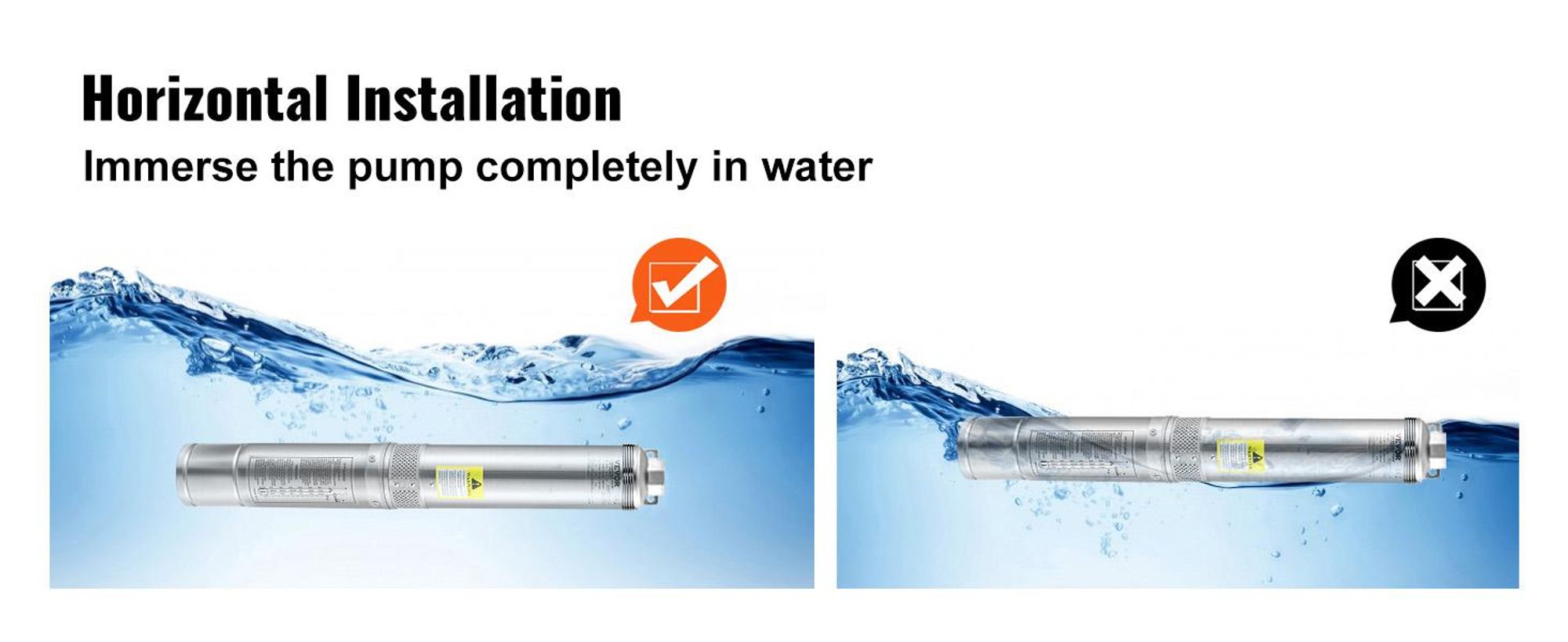 VEVOR 4" Tiefbrunnenpumpe 1100W Brunnenpumpe 190L/min Tauchpumpe max. Förderhöhe 57m Rohrpumpe 230V 50Hz Sandpumpe IP68 Wasserpumpe 0-40℃ Pumpe Ideal zur Bewässerung Wasser-Versorgung Entwässerung