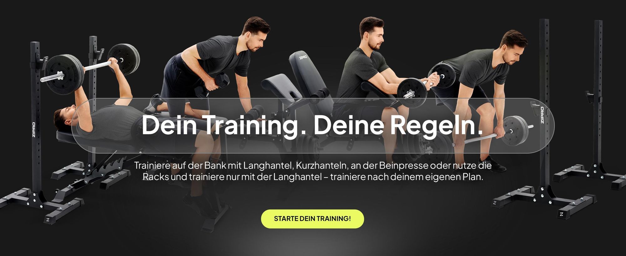 Zipro Hantelbank Set Superset – Mit Freistehendem Hantelständer Inkl. Curlpult & Beintrainer Verstellbare Schrägbank & Negativbank Bis 270kg Belastbar