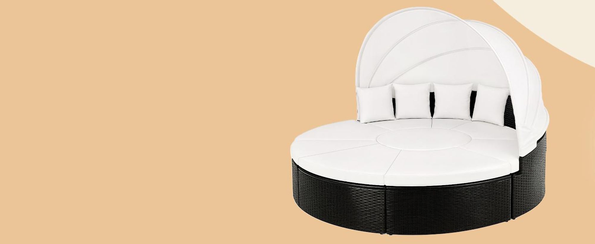 Kingsleeve® Sonneninsel Abdeckung Wasserdicht Winterfest Abdeckplane Gartenmöbel Schutzhülle Abdeckhaube Gartenliege Rund Daybed Ø190x90/50cm