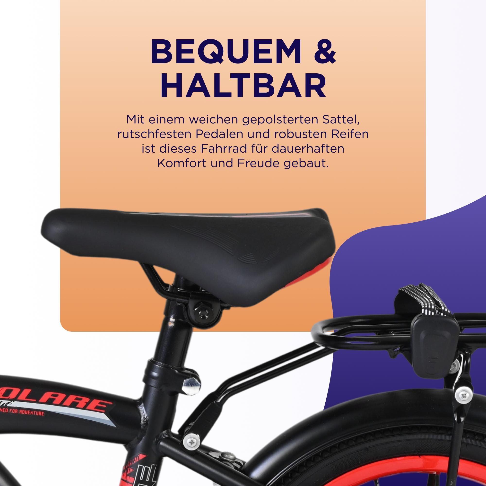 Volare Thombike Kinderfahrrad - Jungen - 14 Zoll - Schwarz Rot