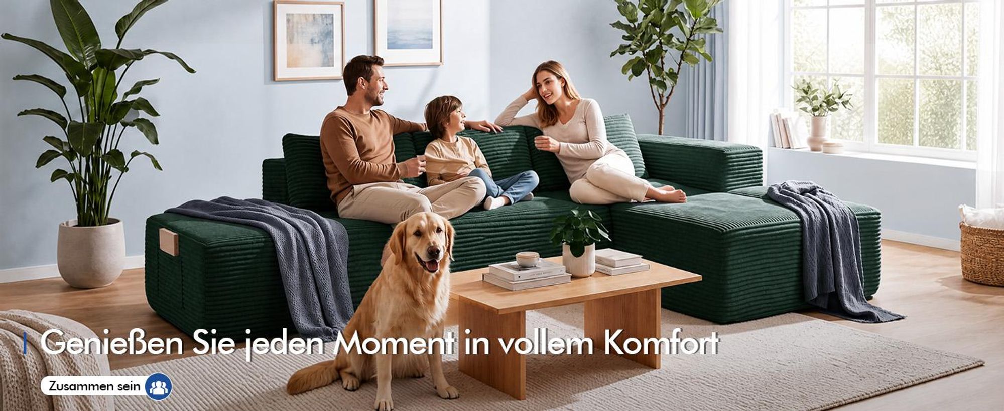 COMHOMA Ecksofa mit Schlaffunktion, 228cm Corduroy Modulares Boneless Couch mit Chaiselongue & Rücken-Metallgestell, L-Form Schlafsofa mit offenem
