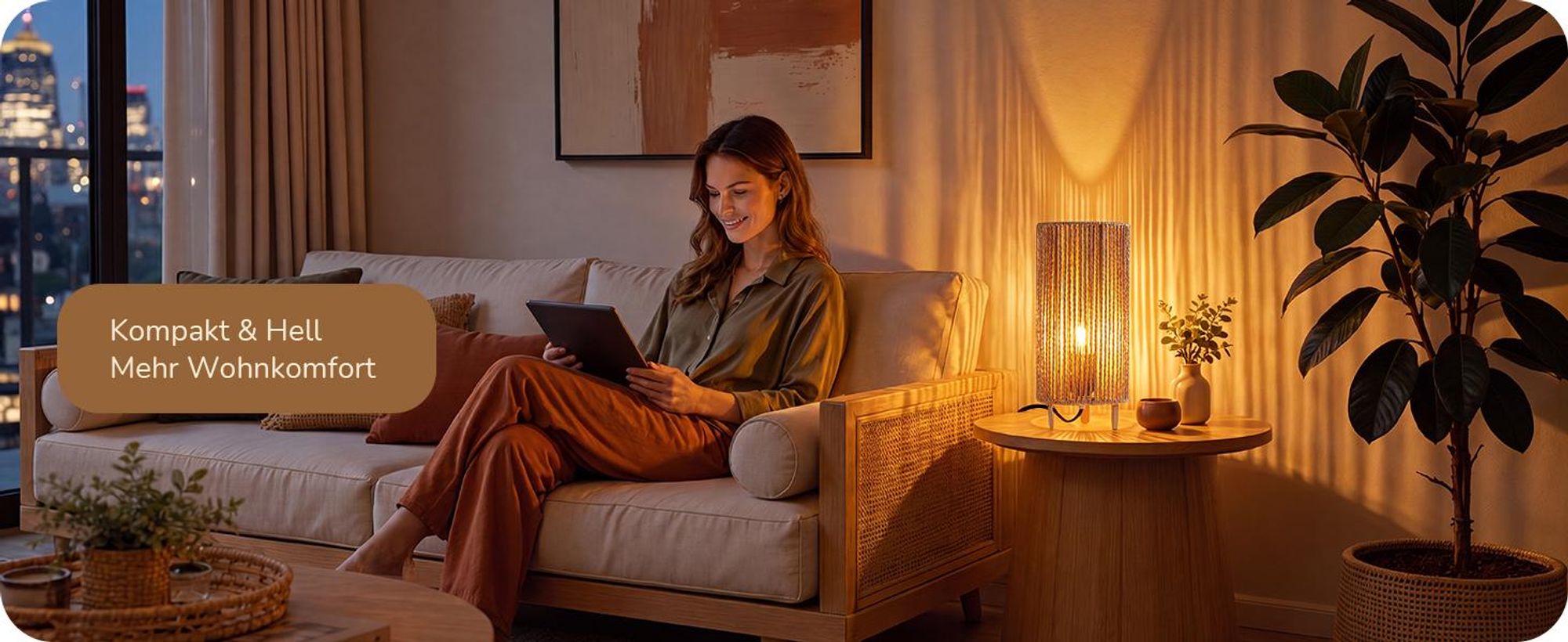 EDISHINE Nachttischlampen 2er-Set, gewebter Papierseilschirm, inkl. 4W LED  Moderne Tischlampe mit Metallgestell, E27 Fassung, 2700K Warmweiß