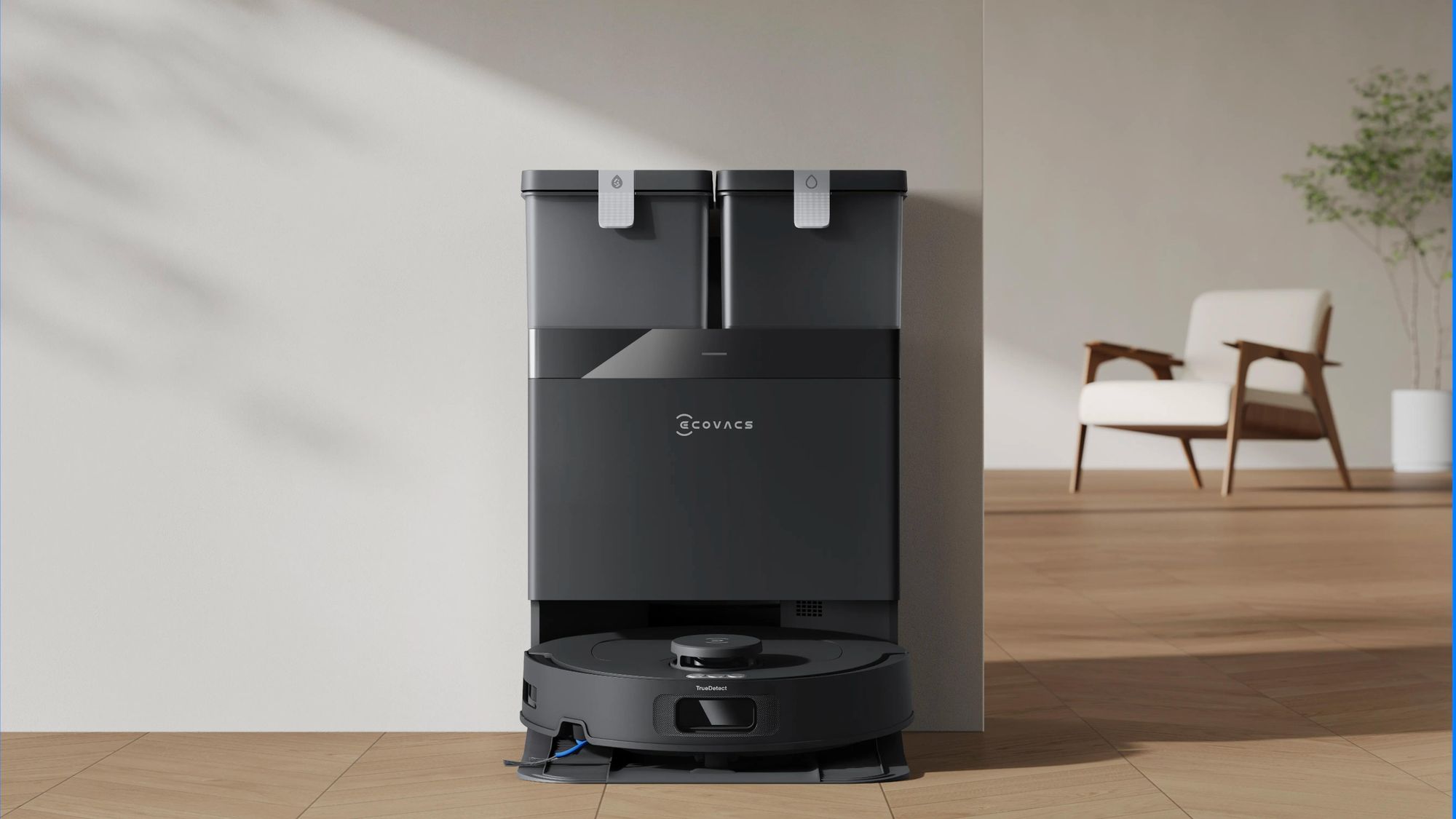 ECOVACS DEEBOT T30e Omni Staubsauger Roboter mit 1L Original-Reinigungsflüssigkeit, 25000Pa Saugroboter mit Wischfunktion Wischroboter Schwarz