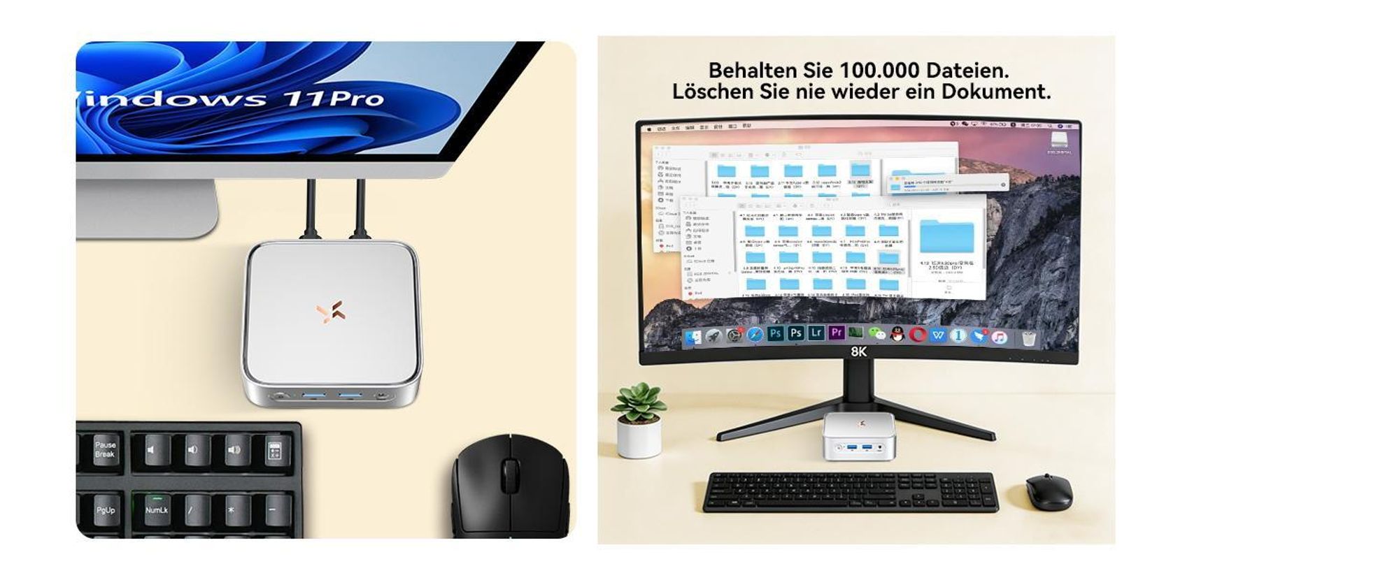 Blackview Huidun H80 MiniPC Desktop PC, AMD Ryzen 5 3500U, 16GB DDR4, 512GB SSD, Dual-Gigabit-LAN, Dual-4K-Ausgang, VESA-Montage,  inkl Monitor