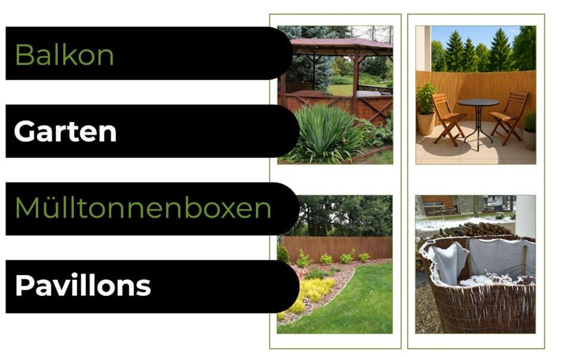 Weidenmatte 160 x 500 cm - Balkon Sichtschutz - Zaun Garten aus Holz - Sichtschutz Garten - Windschutz & Sonnenschutz - Schattenspender - 100% Natural