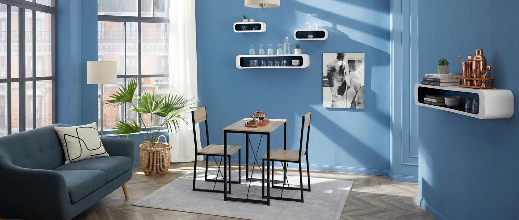 tectake® Sitzgruppe Margate 3-teilig Industrial Style