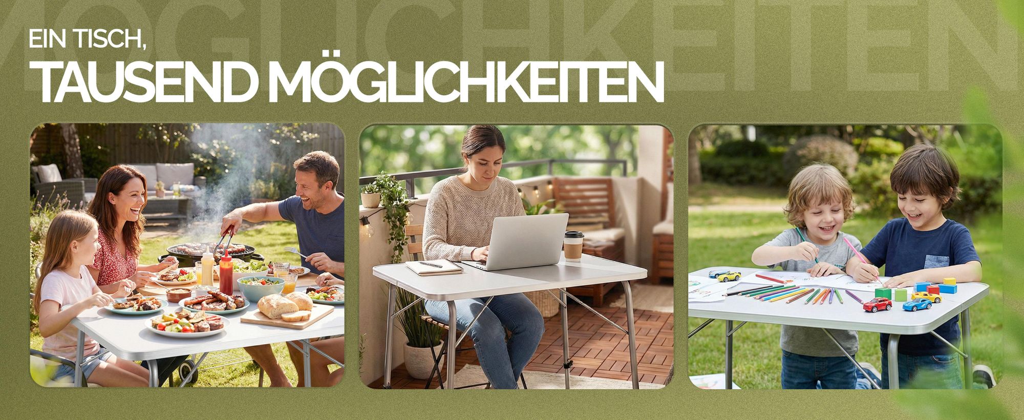 CASARIA Campingtisch Klappbar Weiß