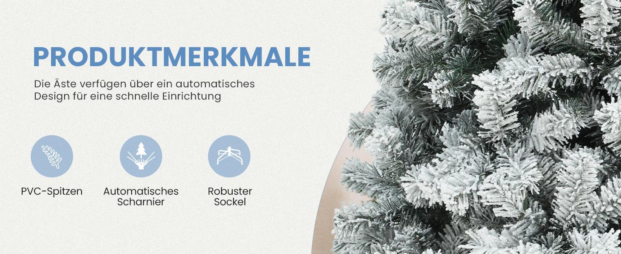 228cm Künstlicher Weihnachtsbaum mit Schnee inkl. 1346 Spitzen  und 550 LED Beleuchtung, Tannenbaum mit Metallständer