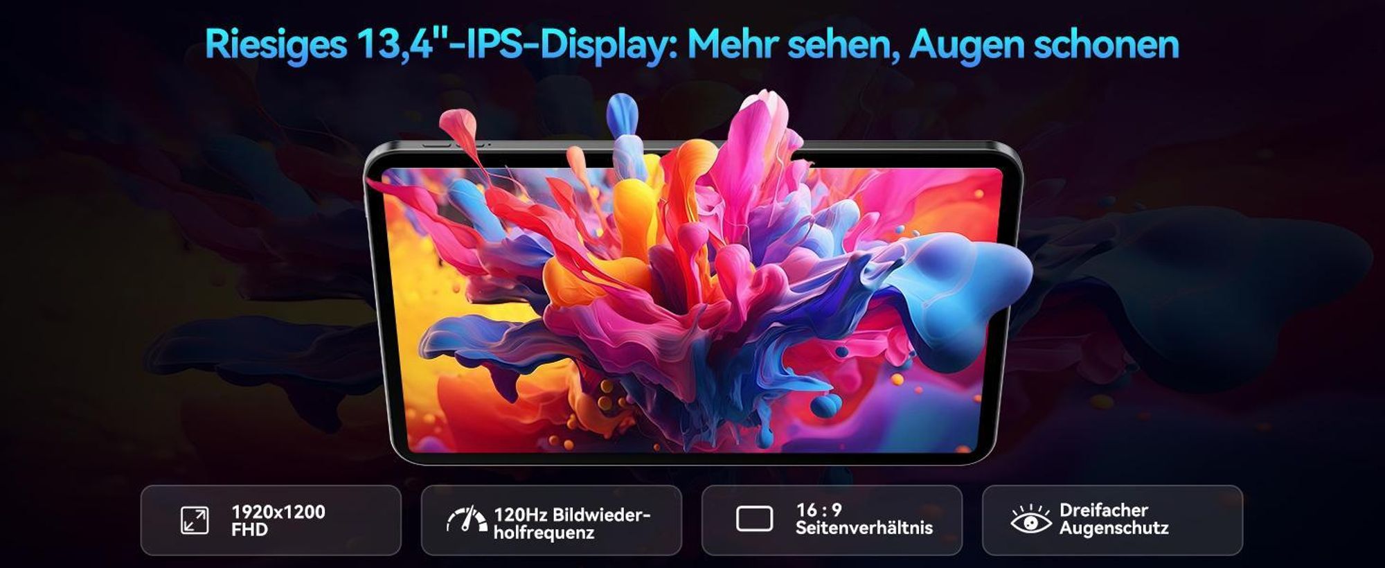 Blackview oscal Tablet mit Tastatu, 13,4" 2K 120Hz Display, 24GB(6+18)+256GB, Android 16, 4G SIM, 8300mAh, 16+8MP Kamera, Slim 0,79cm/750g, All-in-one
