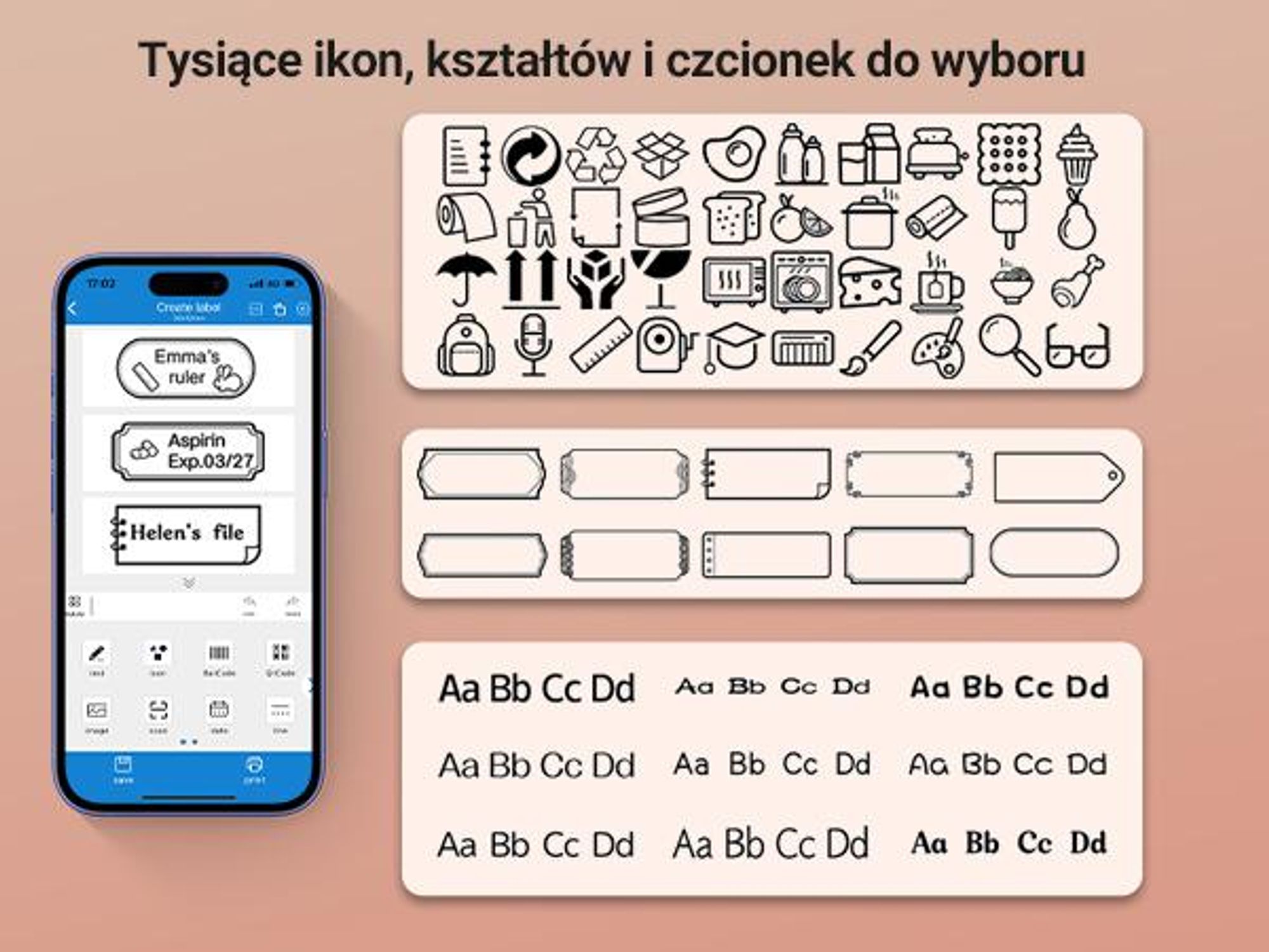 Mini drukarka etykiet z Bluetooth, ponad 1700 symboli, z akumulatorem – August LBP160W
