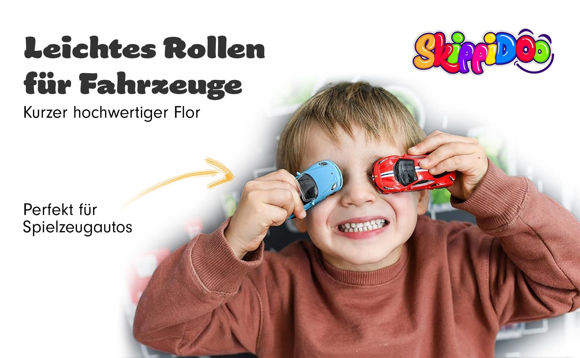 SkippiDoo Kinder Spielteppich Straßenteppich (200x160 cm) - rutschfest & -zertifziert - Teppich Jungen & Mädchen Kinderzimmer, Kinderteppich