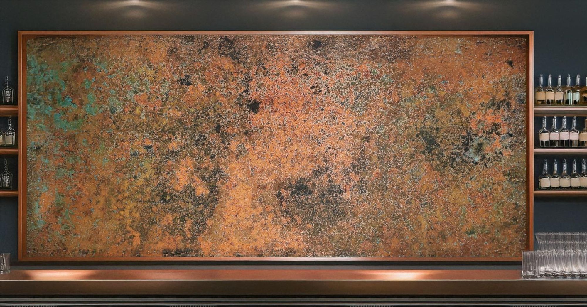 CopperAndCraft Echtes Kupfer Küchenrückwand 80x60 cm, Handgemachtes Metall Wandpaneel, Spritzschutz Küche, Dekoratives Wanddesign, Wandverkleidung