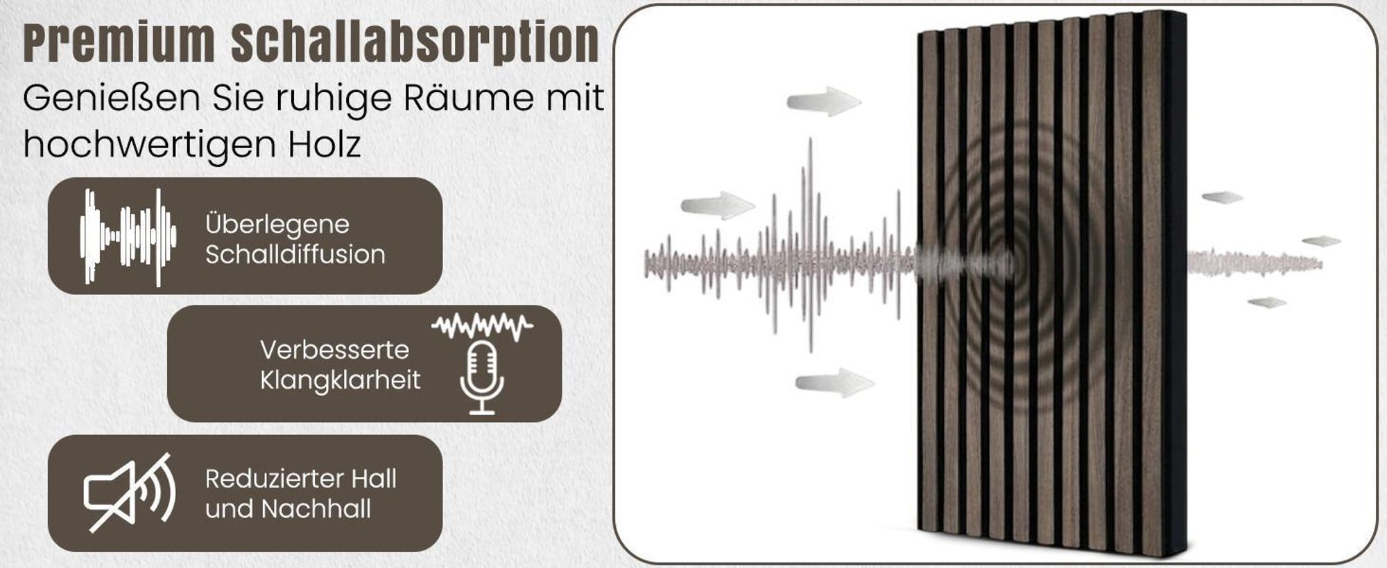 LP Projekt Holzwandpaneel 120x60cm | Modernes 3D Akustikpaneel für Räume und Büros | Dekorativ Eiche Schwarz Wandpaneel geeignet für dekorative Wand