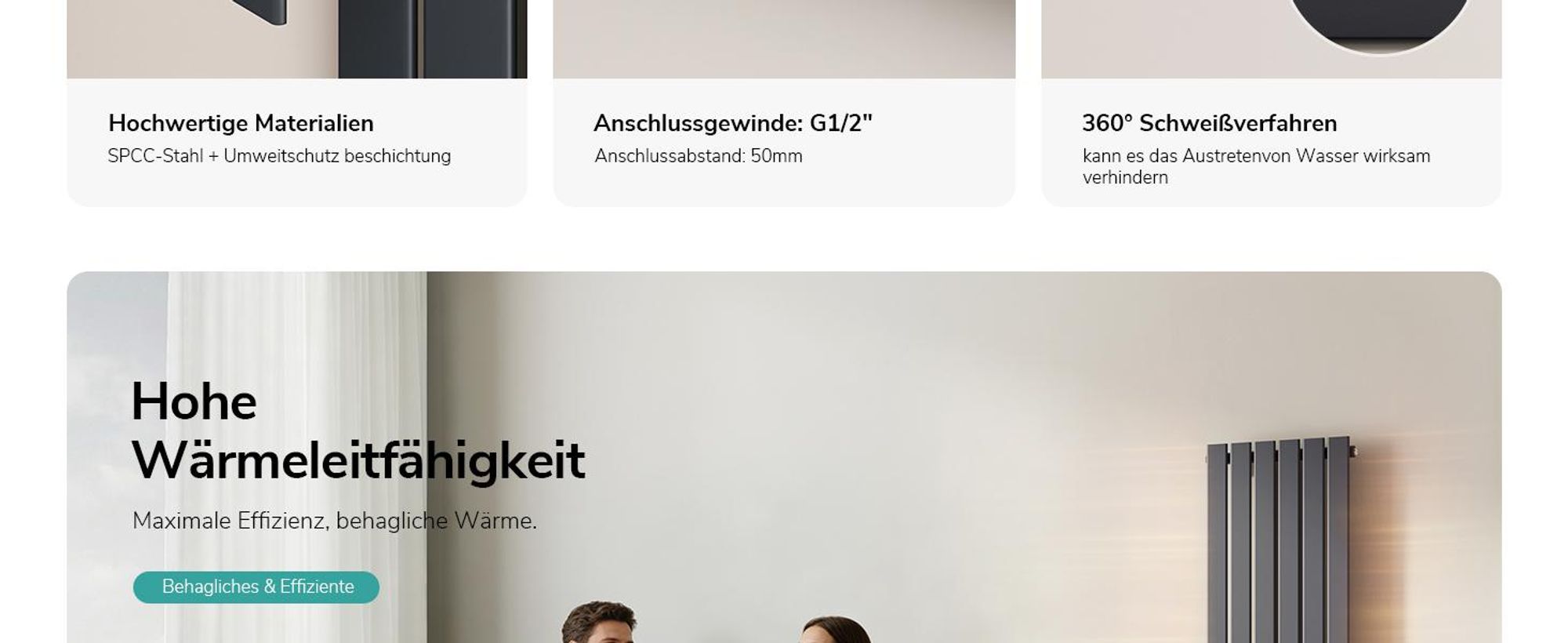 EMKE Heizkörper Vertikal Design Paneelheizkörper 1600x460mm Anthrazit Einlagig flach Mittelanschluss Heizung SPCC-Stahl, 751 W ohne Heizstab