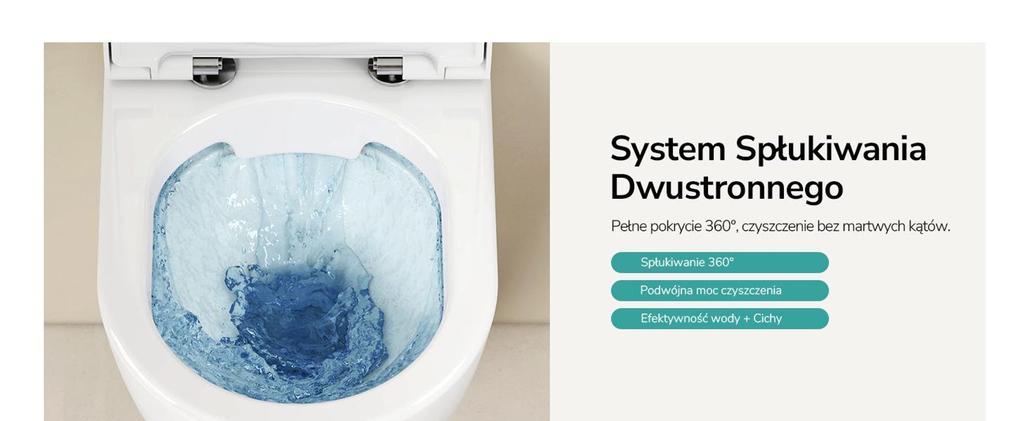 EMKE Miska WC wisząca bezrantowa ceramiczna, podwójne spłukiwanie przeciwbieżne, oszczędność wody, deska Soft-Close, Biały połysk