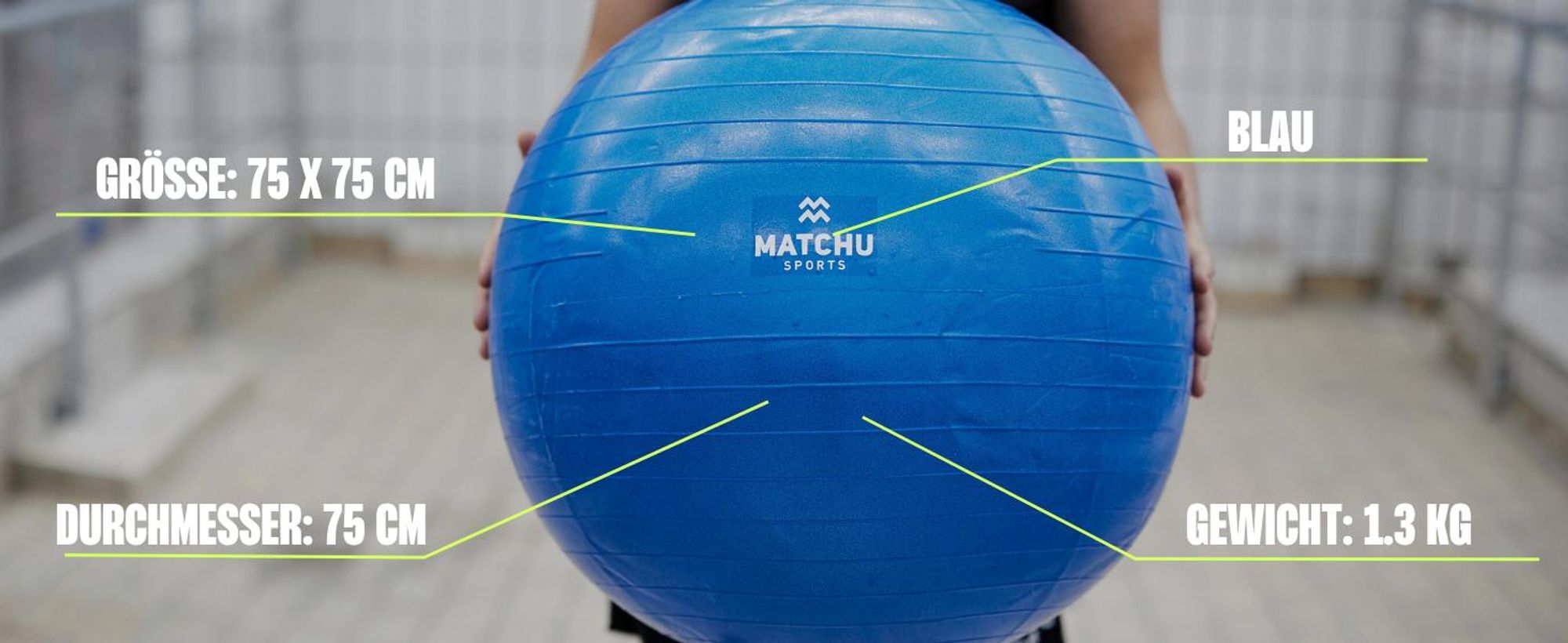 Matchu Sports Gymnastikball 75 cm mit Luftpumpe – Anti-Burst Fitnessball, Sitzball fürs Büro, Yogaball und Pilatesball – Blau